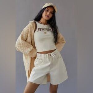 NWT Urban Outfitters BDG A-Line Cutoff Ivory High-Rise Baggy Denim shorts